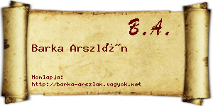 Barka Arszlán névjegykártya